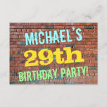 [ Thumbnail: Brick Wall Graffiti Inspired 29th Birthday + Name Invitation ]