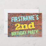 [ Thumbnail: Brick Wall Graffiti Inspired 2nd Birthday + Name Invitation ]