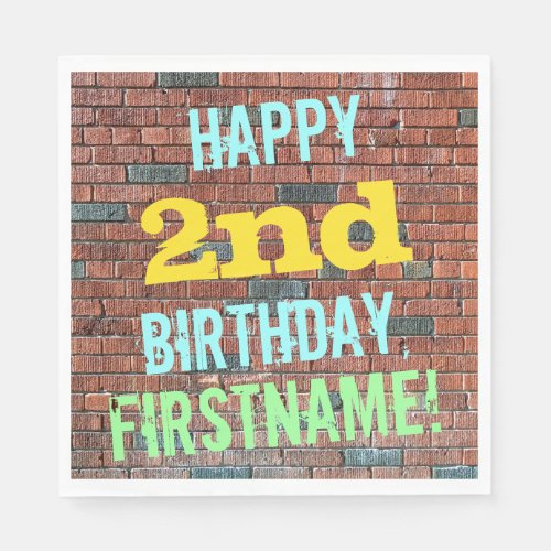 Brick Wall Graffiti Inspired 2nd Birthday  Name Paper Napkins