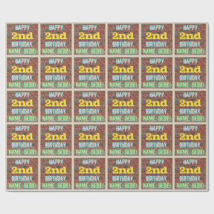 Brick Wall Graffiti Inspired 2nd Birthday + Name Wrapping Paper