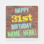 [ Thumbnail: Brick Wall Graffiti Inspired 31st Birthday + Name Napkins ]