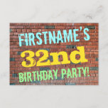 [ Thumbnail: Brick Wall Graffiti Inspired 32nd Birthday + Name Invitation ]