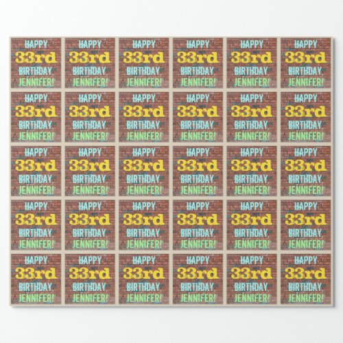 Brick Wall Graffiti Inspired 33rd Birthday  Name Wrapping Paper