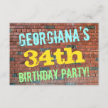 [ Thumbnail: Brick Wall Graffiti Inspired 34th Birthday + Name Invitation ]