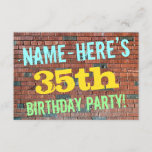 [ Thumbnail: Brick Wall Graffiti Inspired 35th Birthday + Name Invitation ]