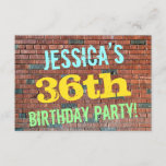 [ Thumbnail: Brick Wall Graffiti Inspired 36th Birthday + Name Invitation ]