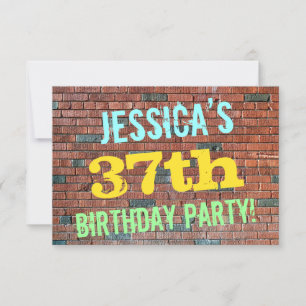 Brick Wall Graffiti Inspired 37th Birthday + Name Invitation