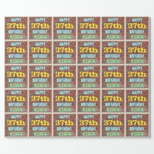 Brick Wall Graffiti Inspired 37th Birthday  Name Wrapping Paper