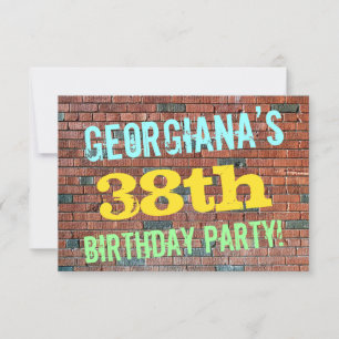 Brick Wall Graffiti Inspired 38th Birthday + Name Invitation
