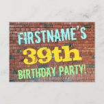 [ Thumbnail: Brick Wall Graffiti Inspired 39th Birthday + Name Invitation ]