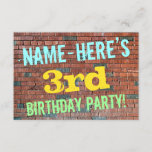 [ Thumbnail: Brick Wall Graffiti Inspired 3rd Birthday + Name Invitation ]