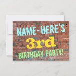 [ Thumbnail: Brick Wall Graffiti Inspired 3rd Birthday + Name Invitation ]