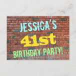 [ Thumbnail: Brick Wall Graffiti Inspired 41st Birthday + Name Invitation ]