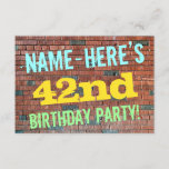 [ Thumbnail: Brick Wall Graffiti Inspired 42nd Birthday + Name Invitation ]