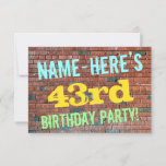 [ Thumbnail: Brick Wall Graffiti Inspired 43rd Birthday + Name Invitation ]