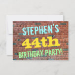 [ Thumbnail: Brick Wall Graffiti Inspired 44th Birthday + Name Invitation ]