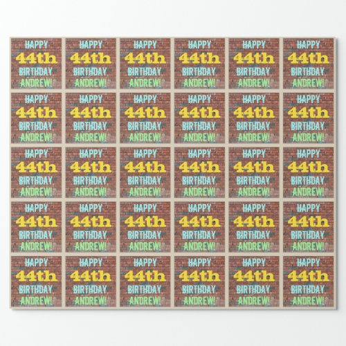 Brick Wall Graffiti Inspired 44th Birthday  Name Wrapping Paper