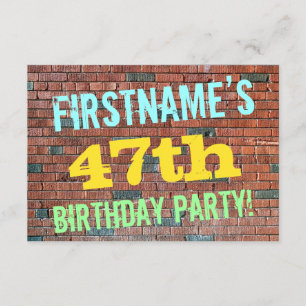 Brick Wall Graffiti Inspired 47th Birthday + Name Invitation