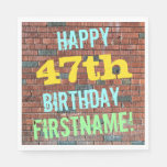 [ Thumbnail: Brick Wall Graffiti Inspired 47th Birthday + Name Napkins ]
