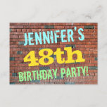 [ Thumbnail: Brick Wall Graffiti Inspired 48th Birthday + Name Invitation ]