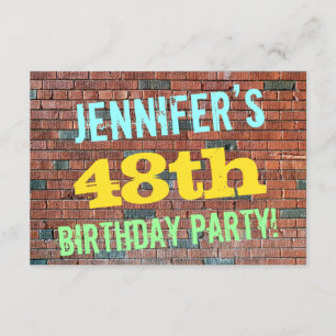 Brick Wall Graffiti Inspired 48th Birthday + Name Invitation