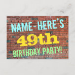 [ Thumbnail: Brick Wall Graffiti Inspired 49th Birthday + Name Invitation ]