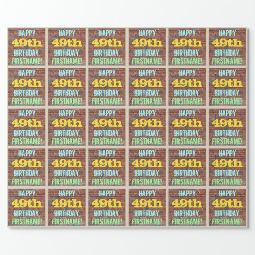 Brick Wall Graffiti Inspired 49th Birthday  Name Wrapping Paper