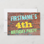 [ Thumbnail: Brick Wall Graffiti Inspired 4th Birthday + Name Invitation ]