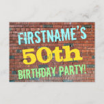 [ Thumbnail: Brick Wall Graffiti Inspired 50th Birthday + Name Invitation ]