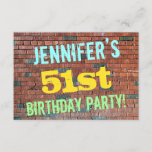 [ Thumbnail: Brick Wall Graffiti Inspired 51st Birthday + Name Invitation ]