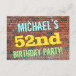 [ Thumbnail: Brick Wall Graffiti Inspired 52nd Birthday + Name Invitation ]