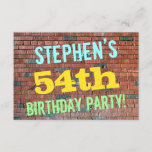 [ Thumbnail: Brick Wall Graffiti Inspired 54th Birthday + Name Invitation ]