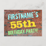 [ Thumbnail: Brick Wall Graffiti Inspired 55th Birthday + Name Invitation ]