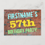 [ Thumbnail: Brick Wall Graffiti Inspired 57th Birthday + Name Invitation ]