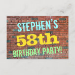 [ Thumbnail: Brick Wall Graffiti Inspired 58th Birthday + Name Invitation ]