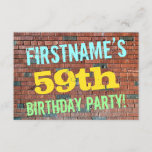 [ Thumbnail: Brick Wall Graffiti Inspired 59th Birthday + Name Invitation ]
