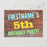 [ Thumbnail: Brick Wall Graffiti Inspired 5th Birthday + Name Invitation ]