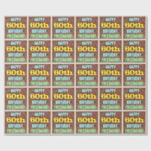 Brick Wall Graffiti Inspired 60th Birthday + Name Wrapping Paper