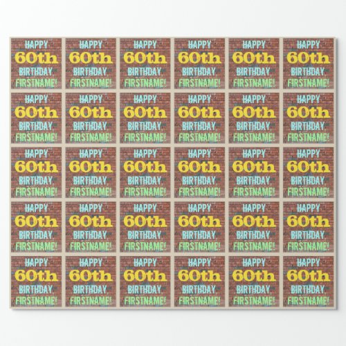 Brick Wall Graffiti Inspired 60th Birthday  Name Wrapping Paper