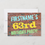 [ Thumbnail: Brick Wall Graffiti Inspired 63rd Birthday + Name Invitation ]