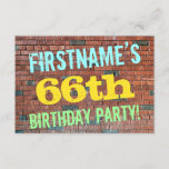 [ Thumbnail: Brick Wall Graffiti Inspired 66th Birthday + Name Invitation ]