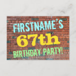 [ Thumbnail: Brick Wall Graffiti Inspired 67th Birthday + Name Invitation ]