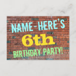 [ Thumbnail: Brick Wall Graffiti Inspired 6th Birthday + Name Invitation ]