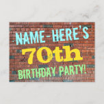 [ Thumbnail: Brick Wall Graffiti Inspired 70th Birthday + Name Invitation ]