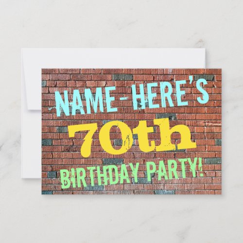 Brick Wall Graffiti Inspired 70th Birthday  Name Invitation