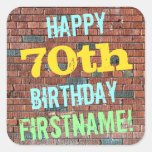 [ Thumbnail: Brick Wall Graffiti Inspired 70th Birthday + Name Sticker ]