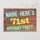 [ Thumbnail: Brick Wall Graffiti Inspired 71st Birthday + Name Invitation ]