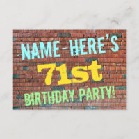 Brick Wall Graffiti Inspired 71st Birthday + Name