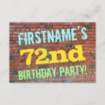 [ Thumbnail: Brick Wall Graffiti Inspired 72nd Birthday + Name Invitation ]