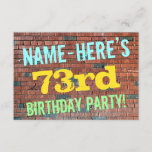 [ Thumbnail: Brick Wall Graffiti Inspired 73rd Birthday + Name Invitation ]